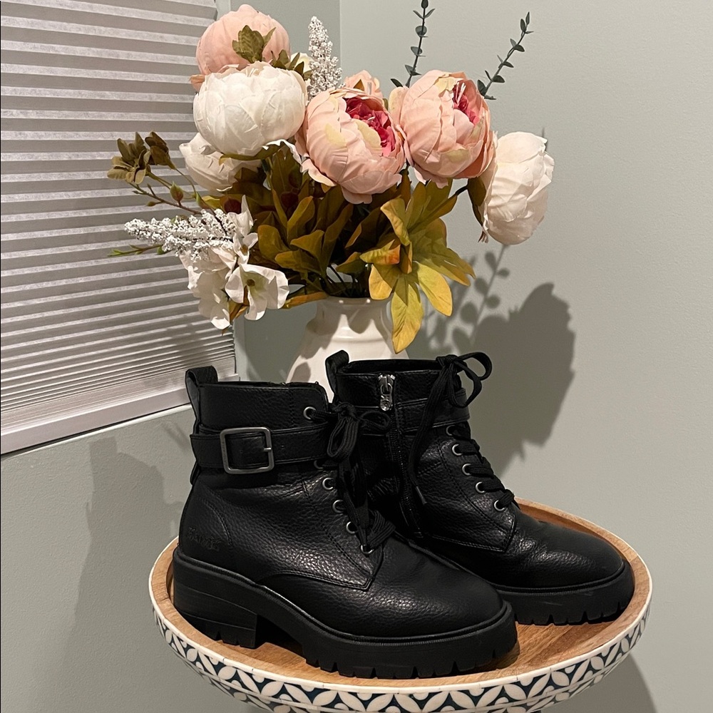 Elegant Black Leather Combat Boots